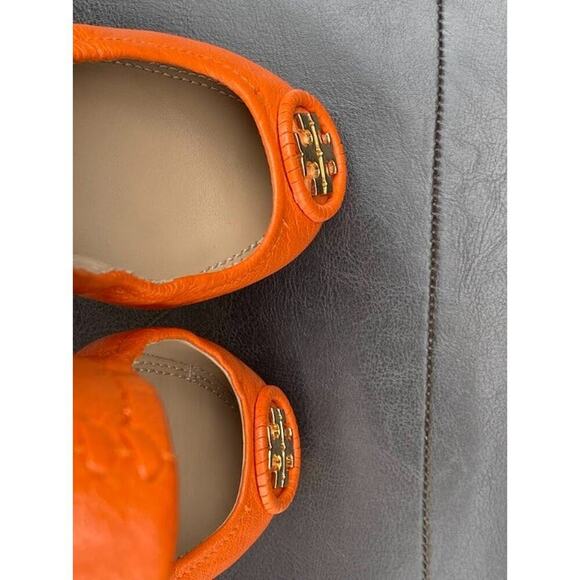 Tory Burch Minnie Travel Ballet Leather Casual Orange Women's US 5 Slip-Ons - Picture 8 of 12
